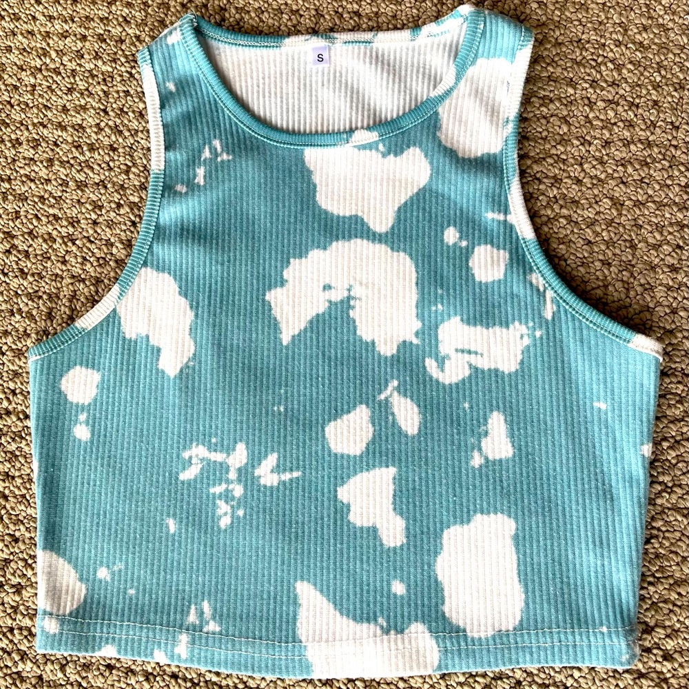 SHEIN Crop Top in Teal and White